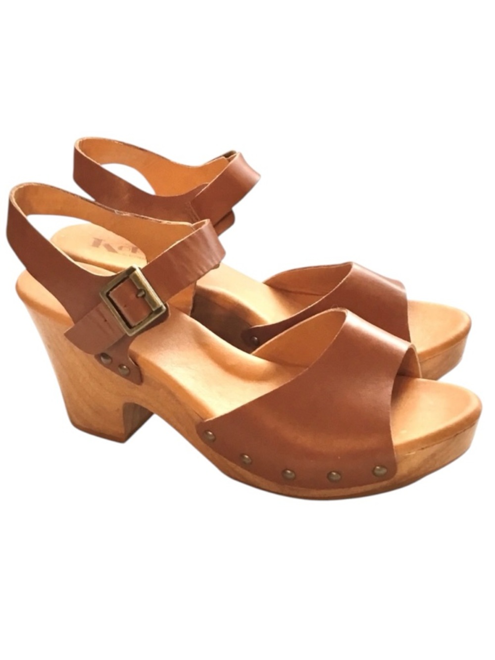KORKS by Kork-Ease Sandals Sz-10  Brionna Brown Leather Retro Wood Platform Shoe